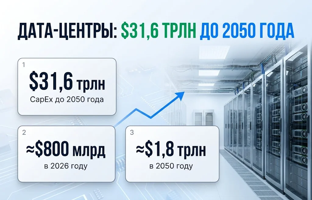 Инвестиции в дата-центры: $31,6 трлн до 2050 года