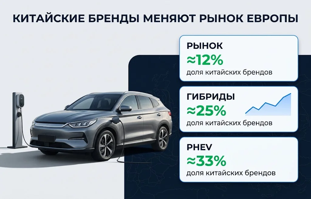 Китайские автомобили в Европе заняли рекордные 12% рынка