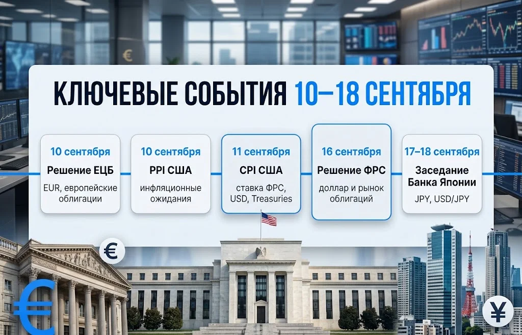 Календарь ЕЦБ, CPI США, ФРС и Банка Японии на 10–18 сентября