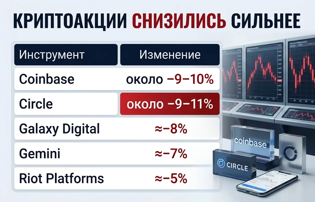 CLARITY Act не набрал достаточно голосов в Сенате США 3 Таблица снижения Coinbase, Circle, Galaxy Digital, Gemini и Riot Platforms