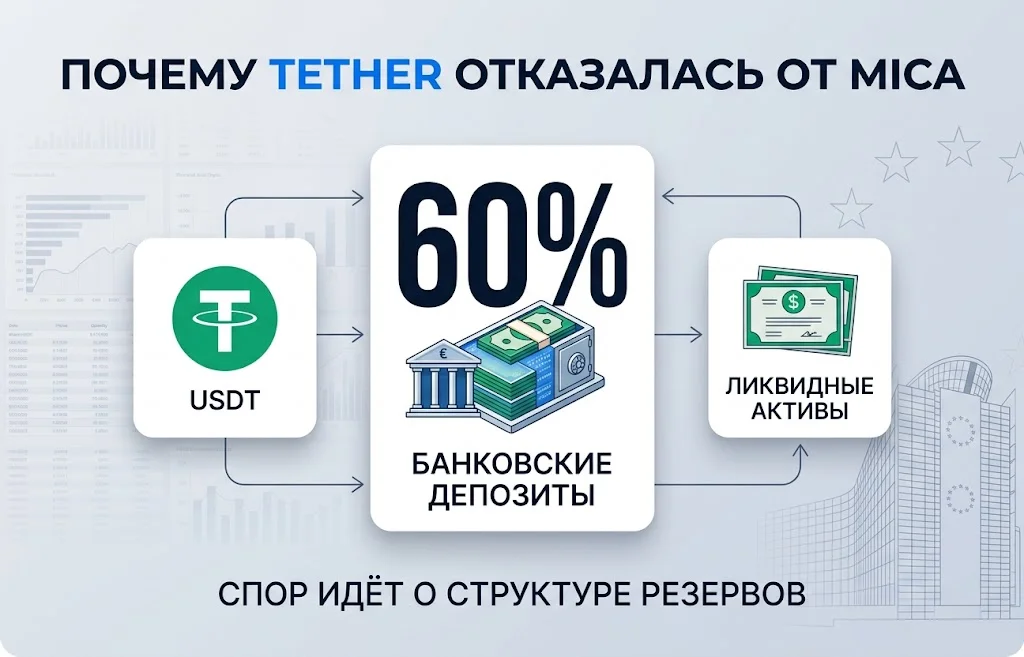 Tether и MiCA: почему USDT остается без лицензии ЕС?