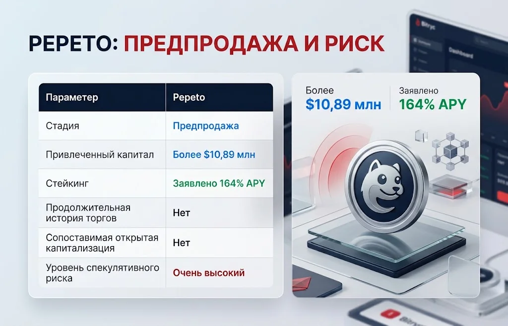 Pepeto с заявленными $10,89 млн привлеченного капитала и стейкингом 164% APY