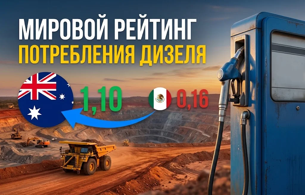 Потребление дизеля на душу населения: мировой рейтинг