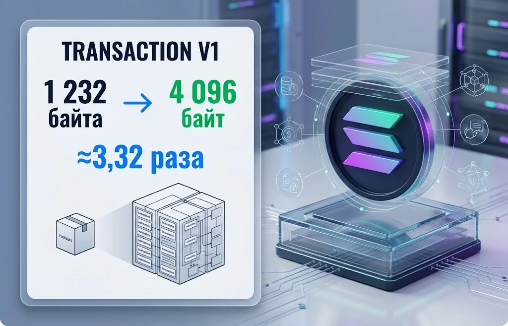 Transaction V1 Solana увеличил размер транзакций втрое