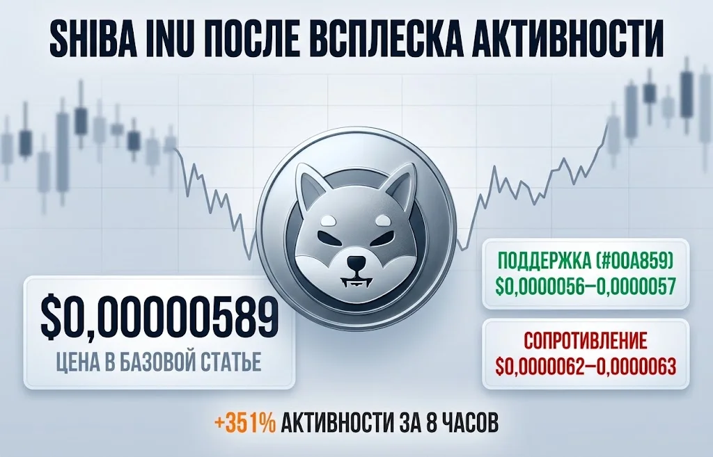 Цена Shiba Inu у $0,00000589: активность SHIB взлетела на 351%