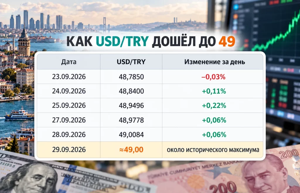 Динамика USD/TRY с 23 по 29 сентября 2026 года