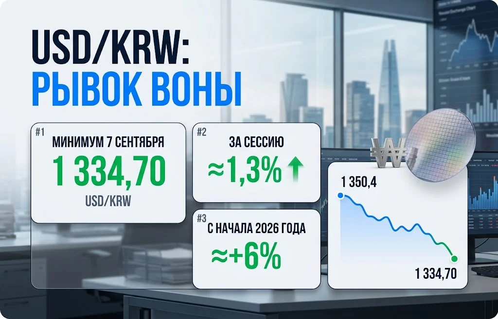 Южнокорейская вона взлетела до максимума за два года