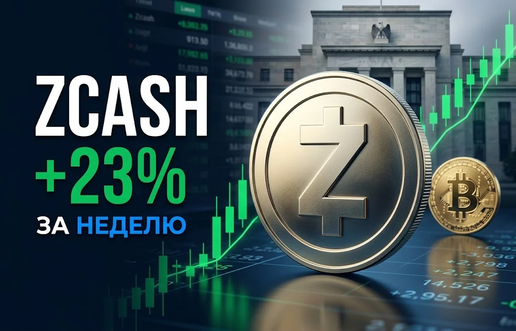 Zcash вырос на 23% за неделю: лидер после повышения ставки ФРС