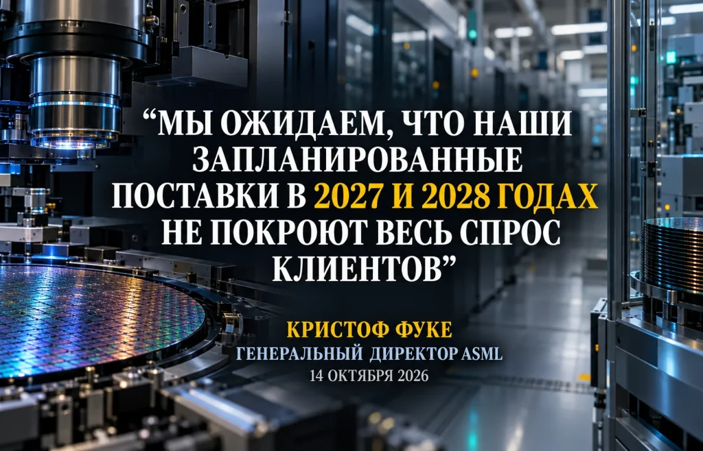 ASML не успевает за ИИ: прогноз выручки снова повышен 2 Цитата главы ASML Кристофа Фуке о недостаточности планируемых поставок оборудования в 2027–2028 годах