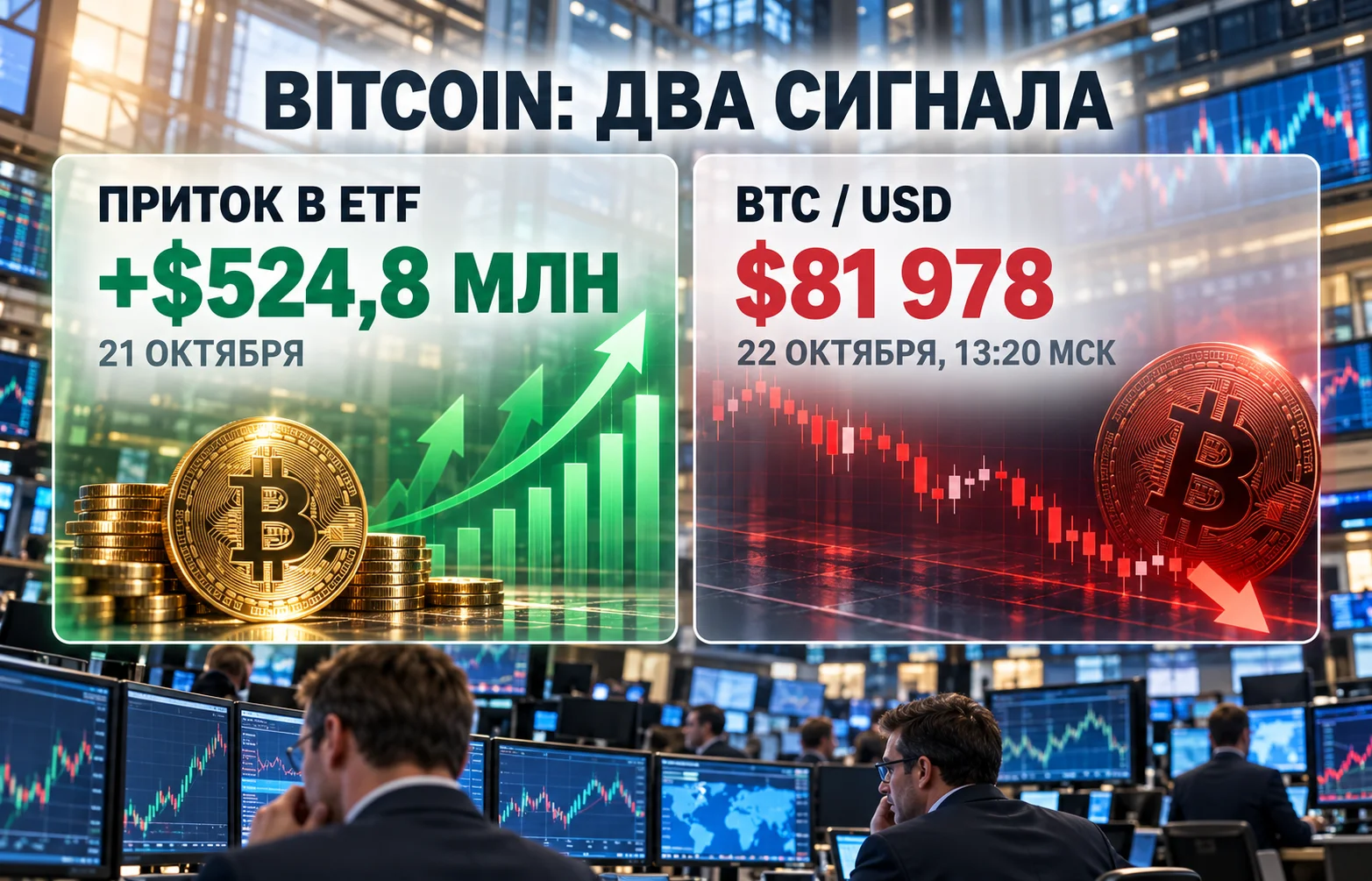 Почему падает биткоин: приток $525 млн не спас BTC