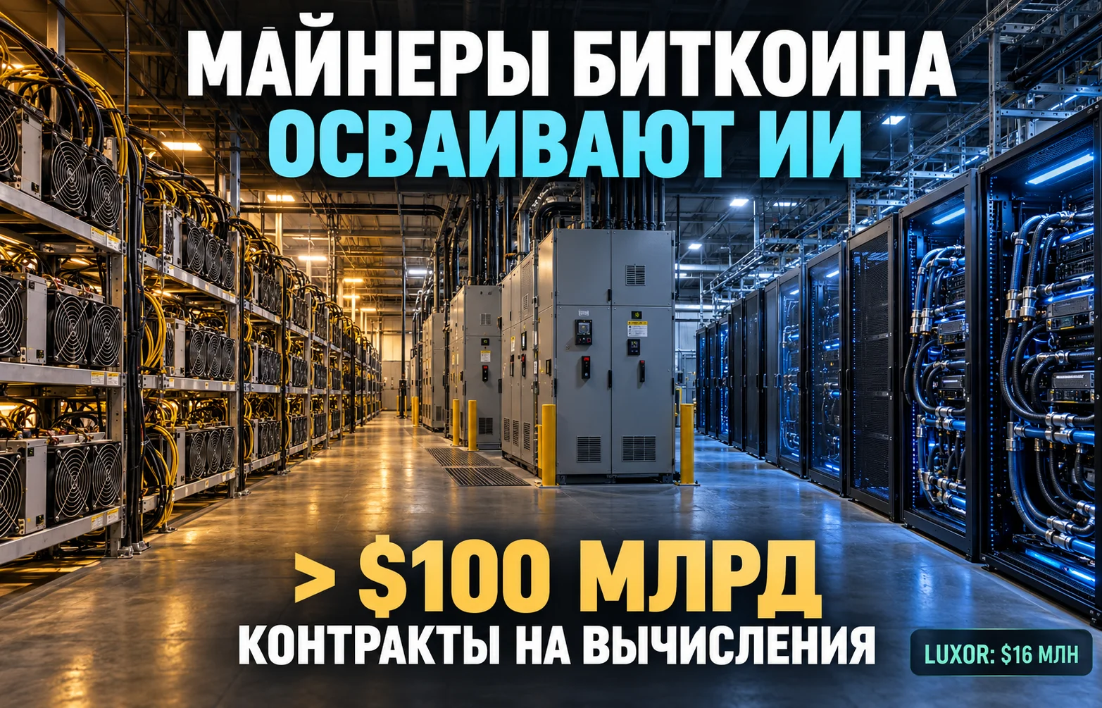 Майнеры биткоина уходят в ИИ: сделки свыше $100 млрд