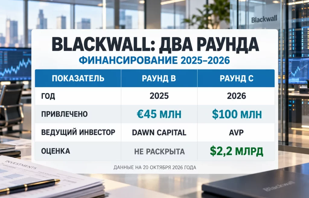 Таблица Blackwall с раундом B на €45 млн и раундом C на $100 млн