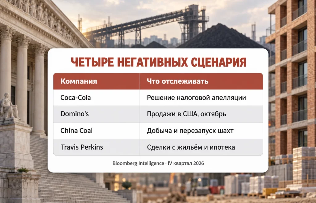 Таблица катализаторов для Coca-Cola, Domino’s, China Coal и Travis Perkins в IV квартале