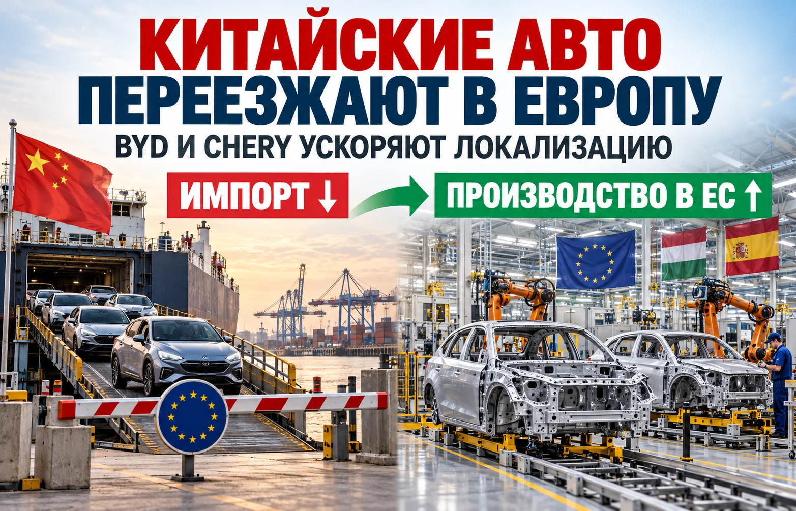 Заводы BYD и Chery в Европе ускорят запуск из-за лимита ЕС