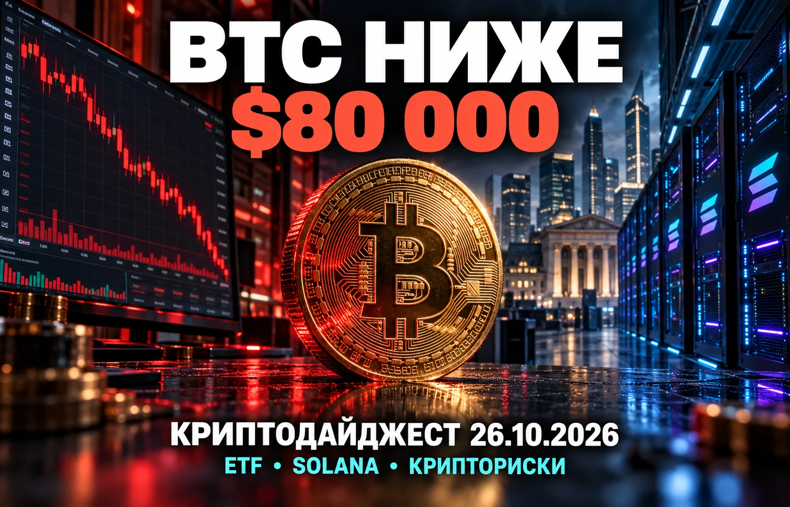 Дайджест криптоновостей за 26.10.2026: BTC ниже $80 000