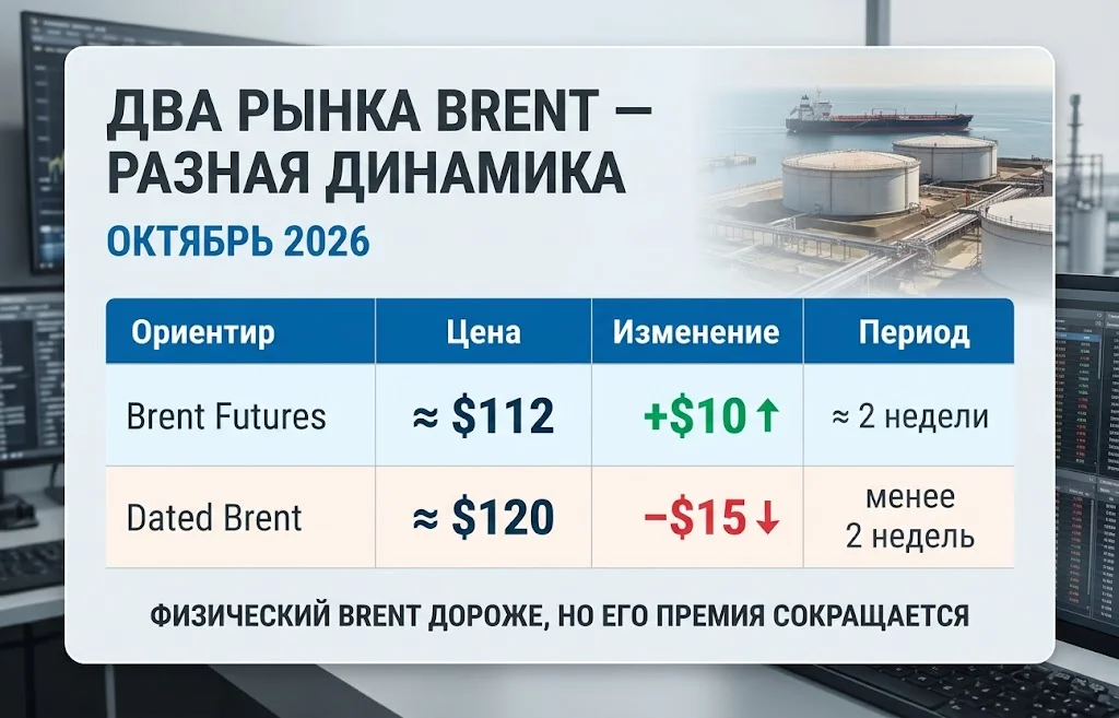 Фьючерсы Brent около 112 долларов растут, физический Dated Brent около 120 долларов снижается
