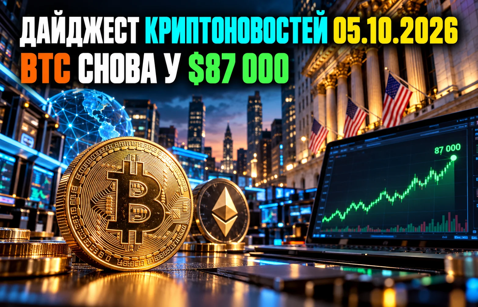 Дайджест криптоновостей за 05.10.2026: BTC у $87 000