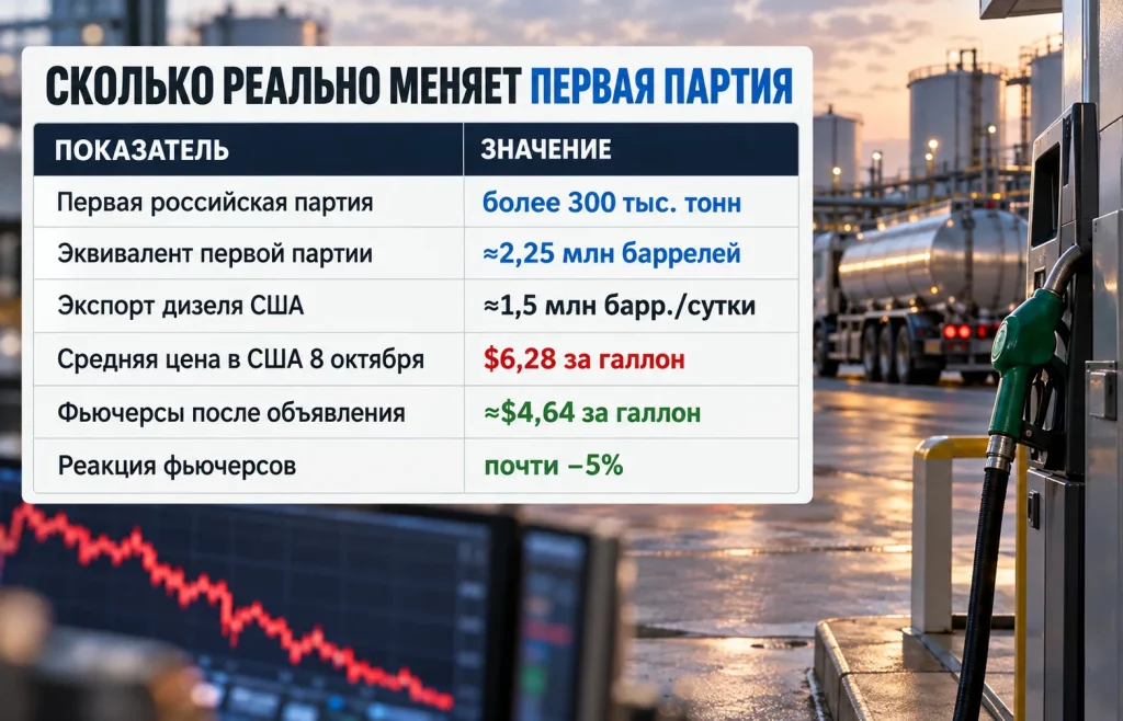 Сравнение российской поставки с экспортом США и ценами на дизель после сделки