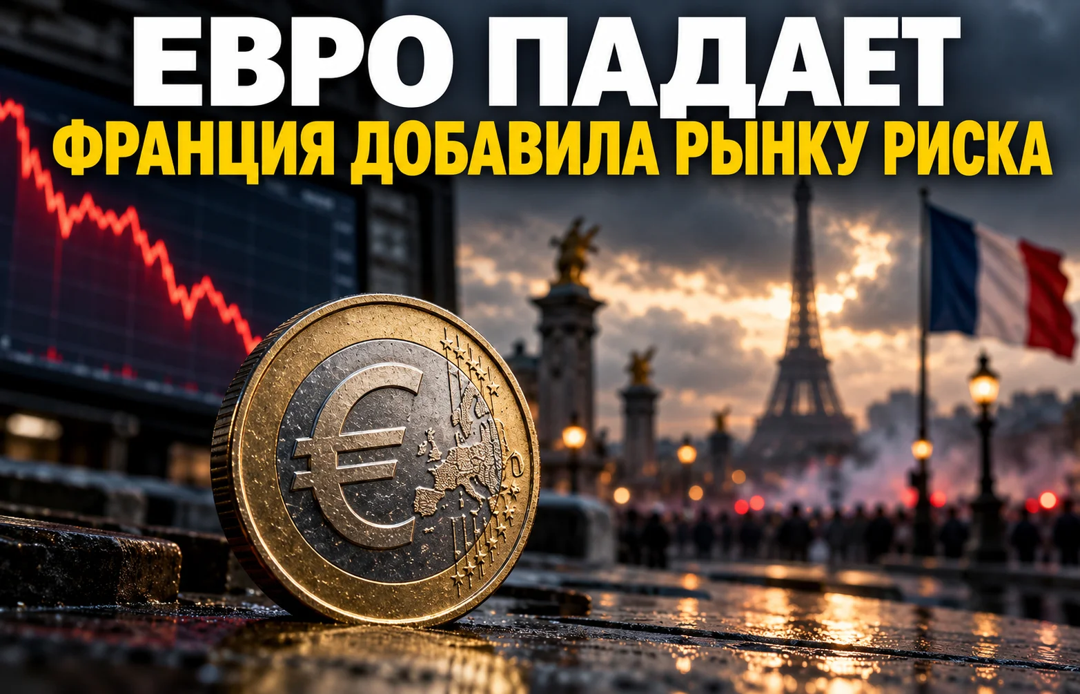 Евро падает: Франция добавила рынку риска