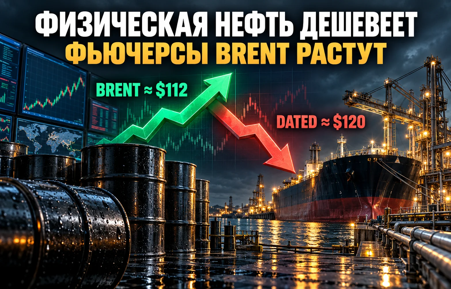 Цены на физическую нефть падают, а фьючерсы растут