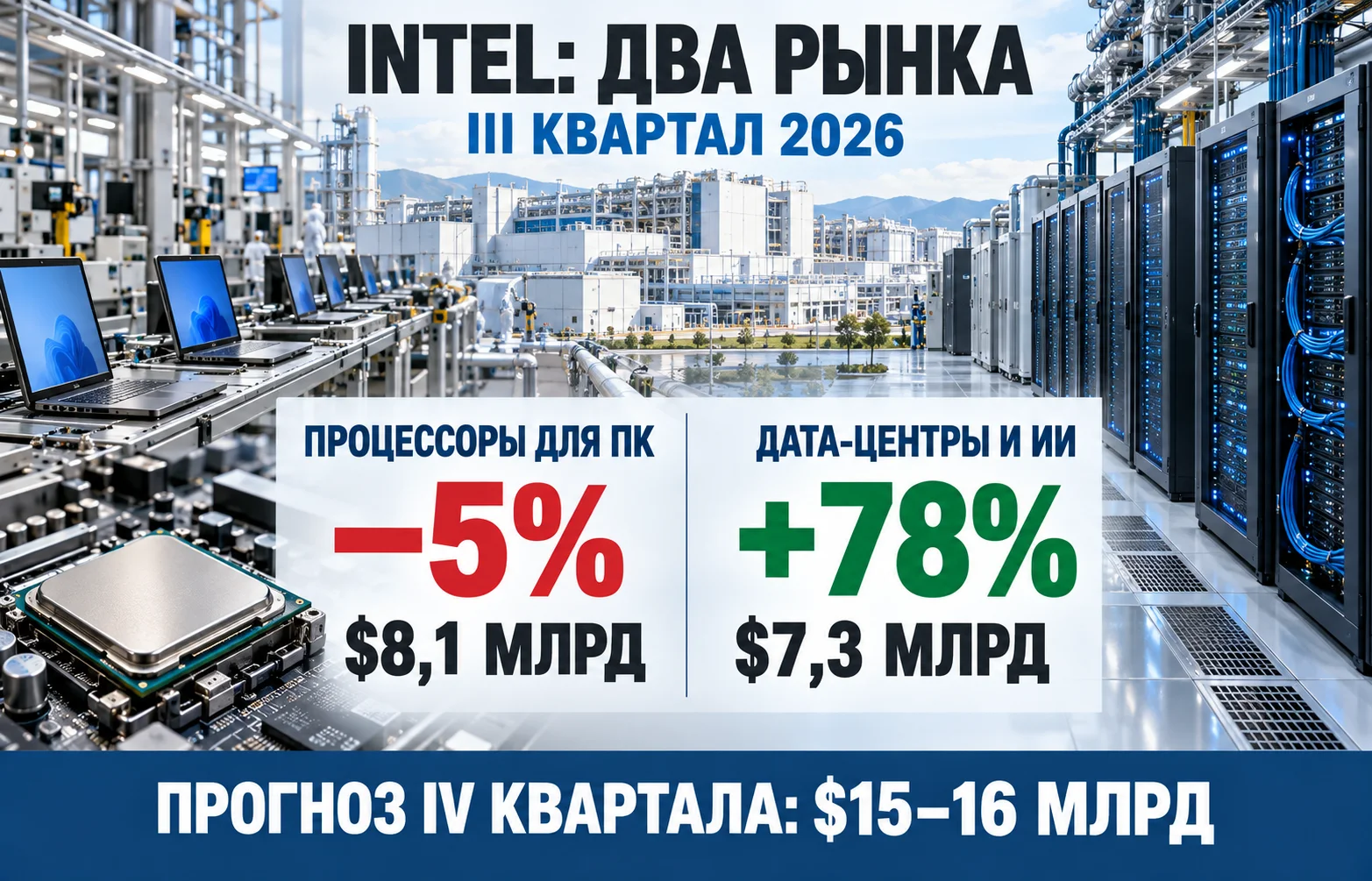Акции Intel рухнули: почему бум ИИ не спас прогноз?