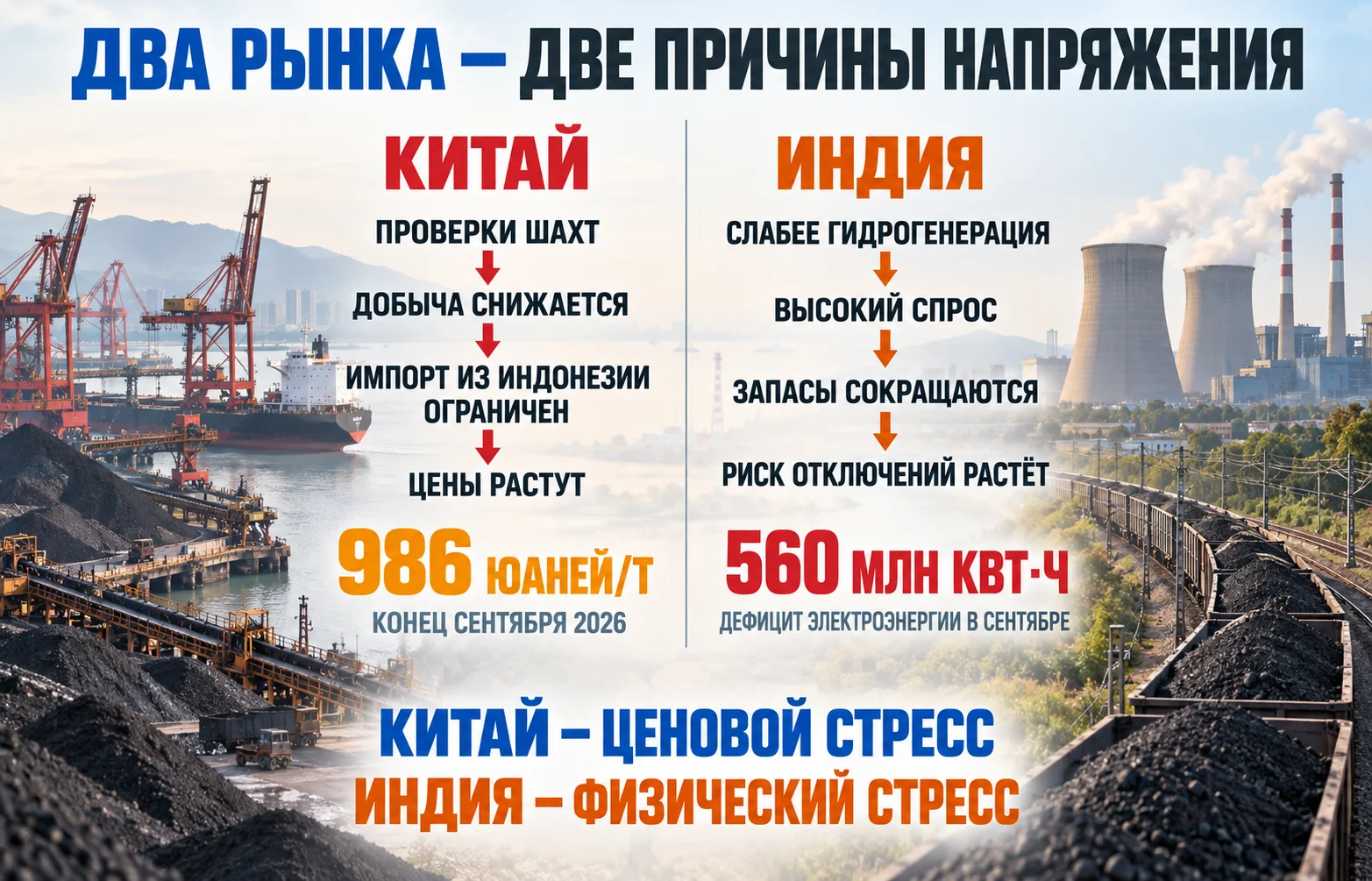 Цены на уголь растут: Китай у максимума, Индия — в дефиците
