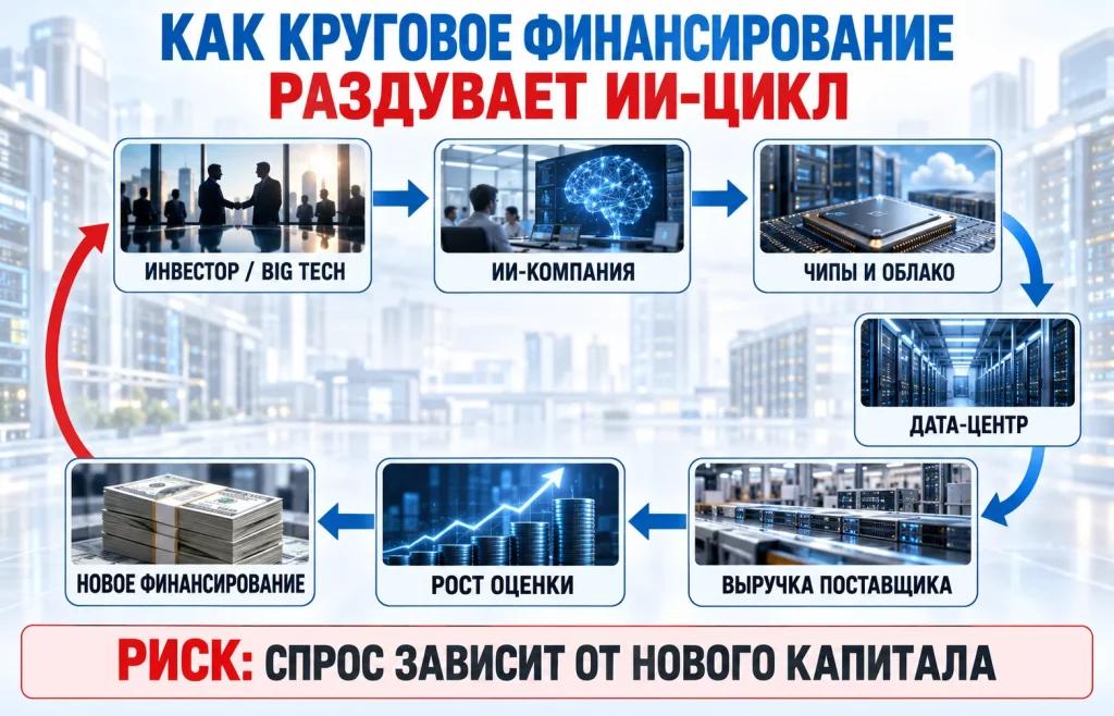 Пузырь ИИ на триллионы долларов: чем его крах грозит мировой экономике? 1 Схема кругового финансирования компаний и инфраструктуры искусственного интеллекта
