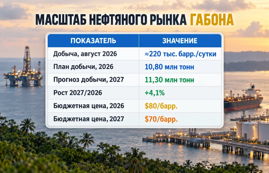 Нефть Габона: новый источник баррелей для мирового рынка? 2 Таблица добычи нефти Габона и бюджетных ориентиров на 2026 и 2027 годы