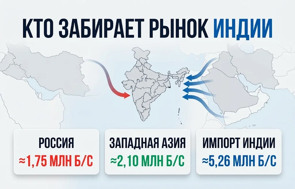Москва теряет Нью-Дели? Импорт российской нефти в Индию резко снижается