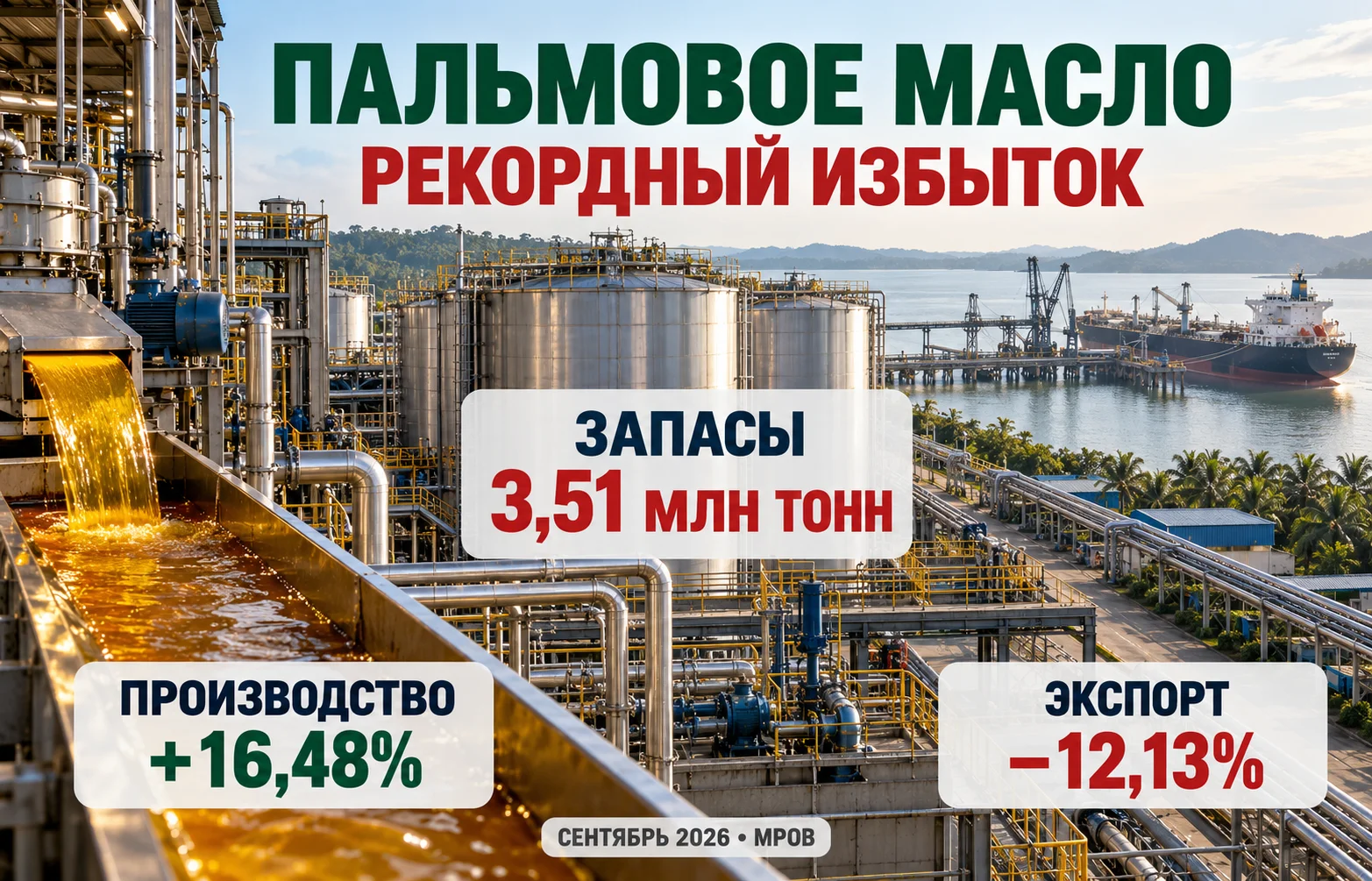 Запасы пальмового масла: склады Малайзии переполнены
