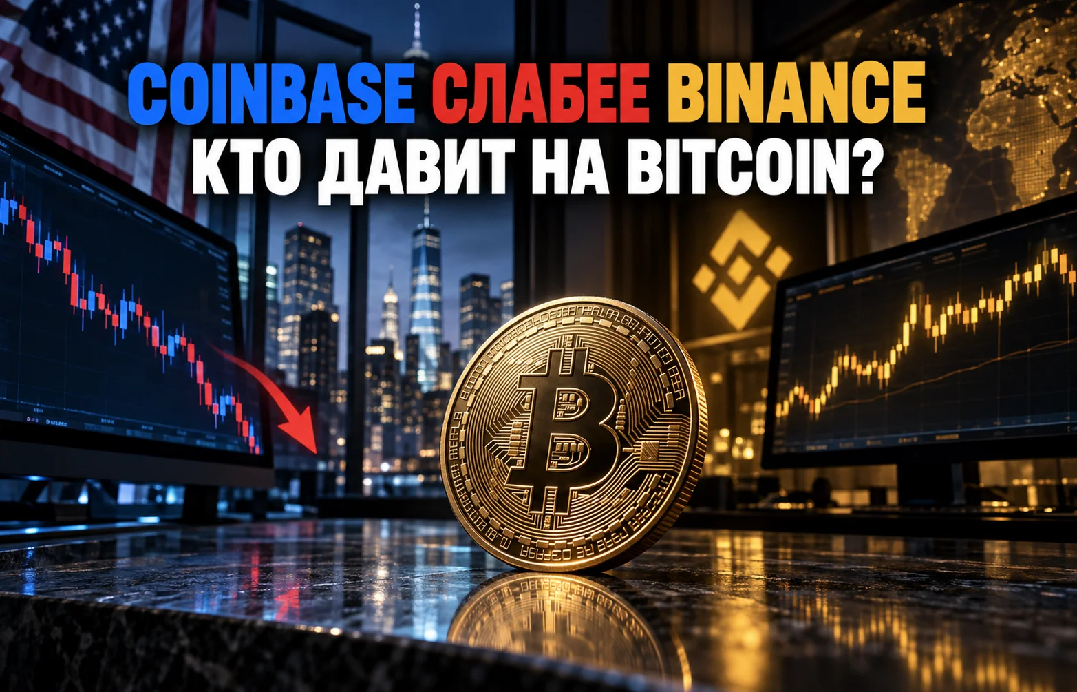 Продажи биткоина усилились, но Coinbase отстает от Binance