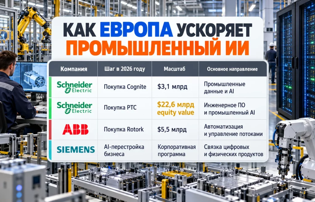 Сделки Schneider Electric и ABB и AI-перестройка Siemens в 2026 году