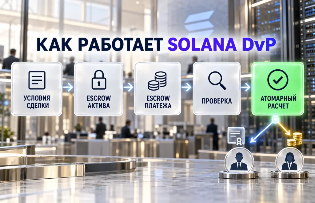 Процесс атомарного расчета через Solana DvP