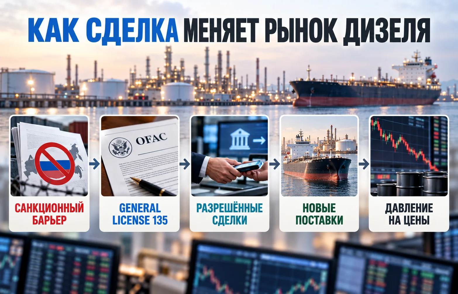 Российский дизель возвращается на рынок после сделки Трампа и Путина