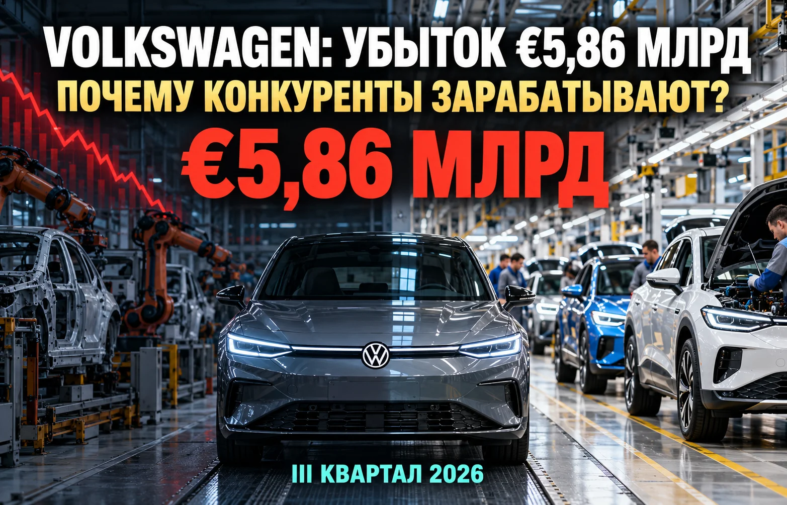 Убытки Volkswagen: €5,9 млрд против прибыли конкурентов