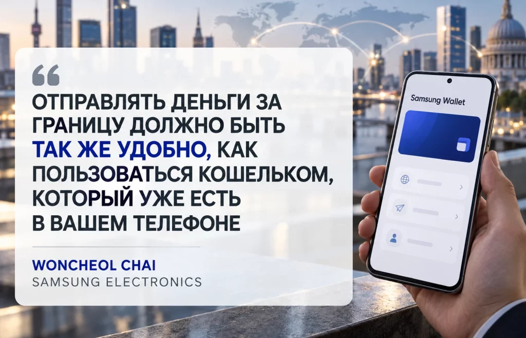Цитата Woncheol Chai о международных переводах USDC через Samsung Wallet