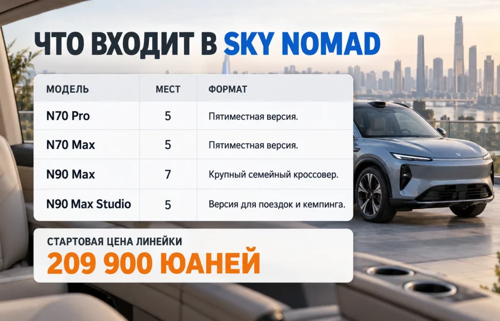 Модели Xiaomi Sky Nomad N70 и N90 с количеством мест и стартовой ценой