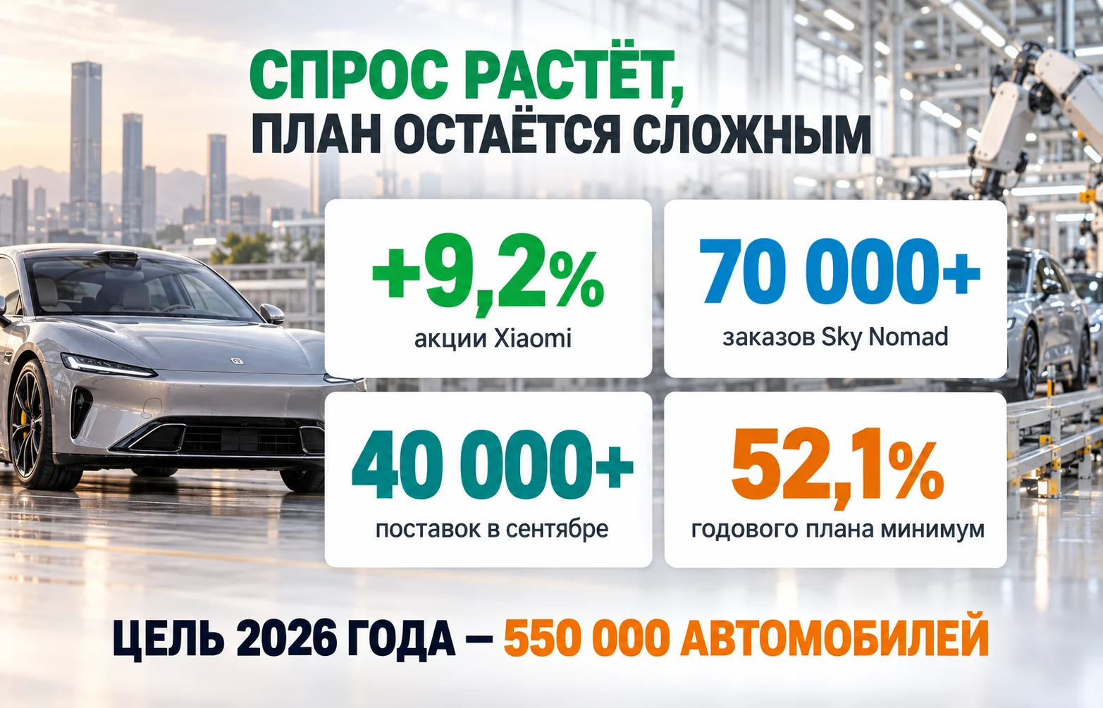 Акции Xiaomi выросли на 9% после 70 тыс. заказов на Sky Nomad