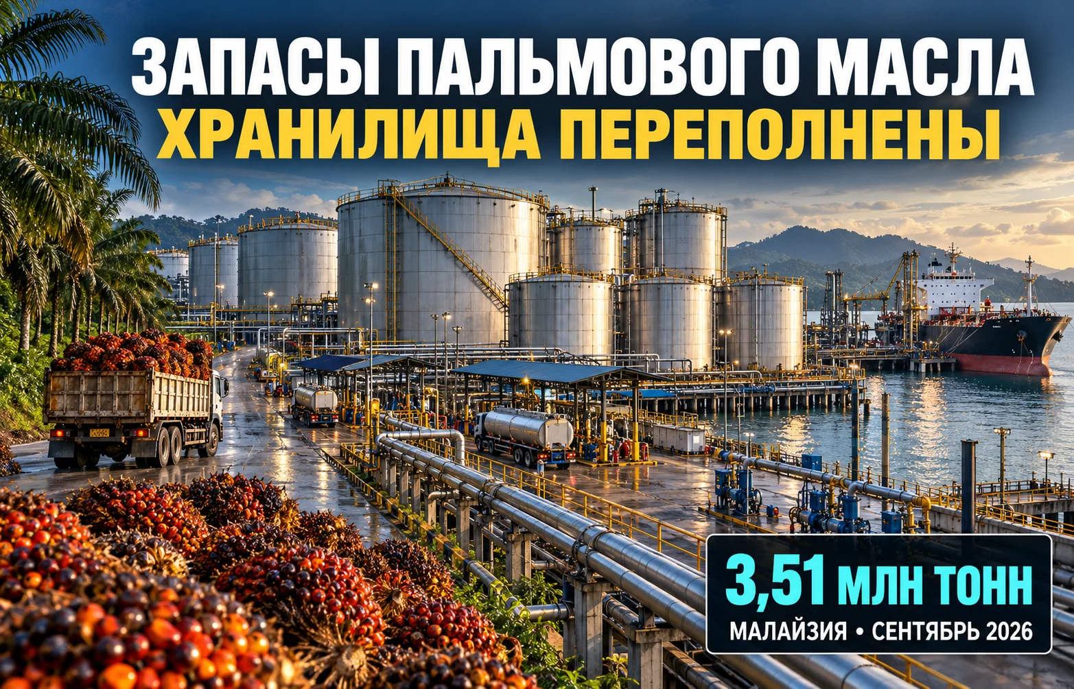 Запасы пальмового масла: склады Малайзии переполнены